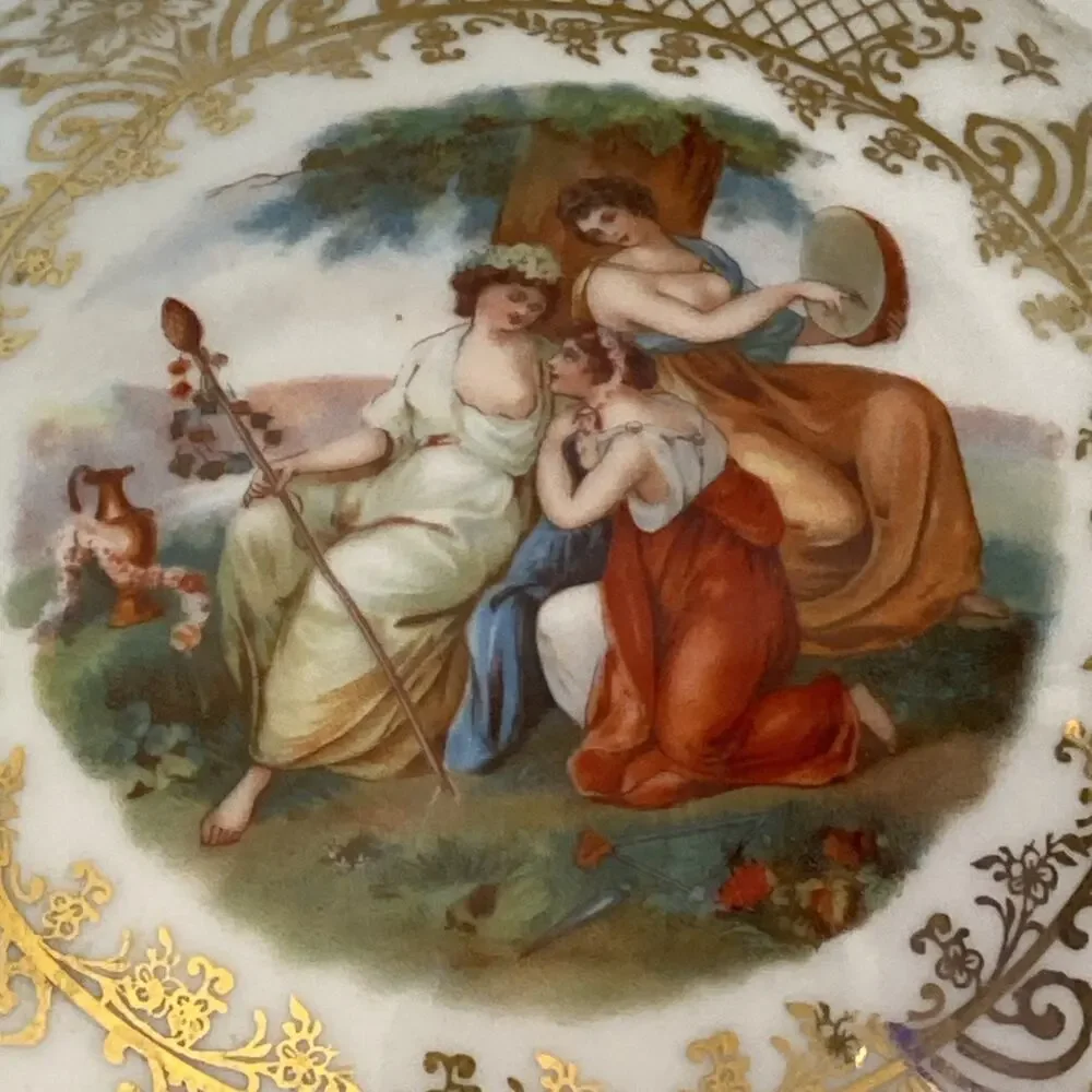 Vintage Victoria Czechoslovakia China Bowl Trinket Vanity Makeup Dish W/ Top Lid